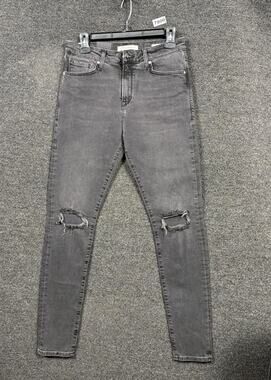 Mavi Lucy Jeans Womens Size 28 Gray Super High Rise Super Skinny Distressed
